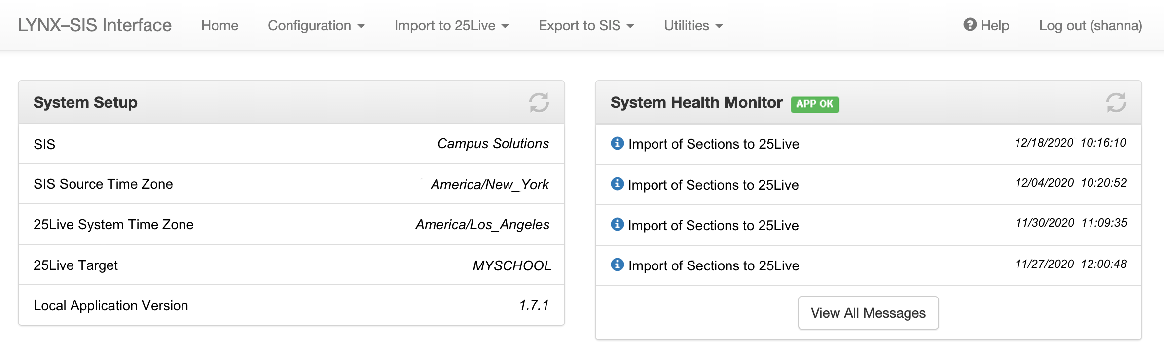 Snapshot of the LYNX Interface dashboard.