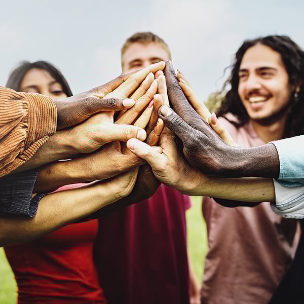 diverse group of happy students